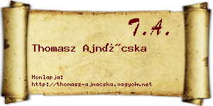 Thomasz Ajnácska névjegykártya